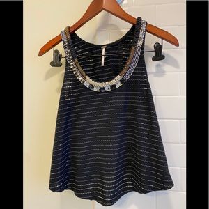Free People Beaded Open Back Tank Top, size XS